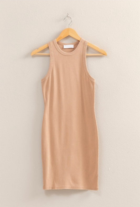Ribbed Acid Washed Mini Dress
