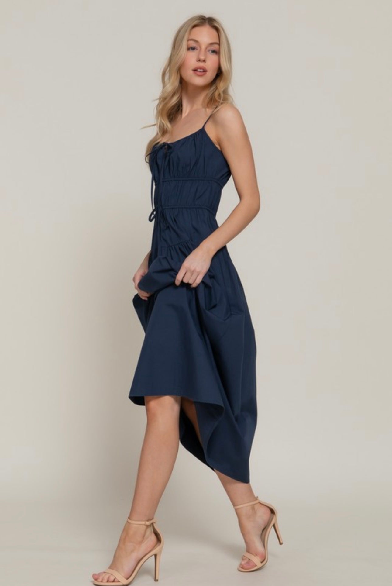 Peasant Bodice Sleeveless Maxi Dress