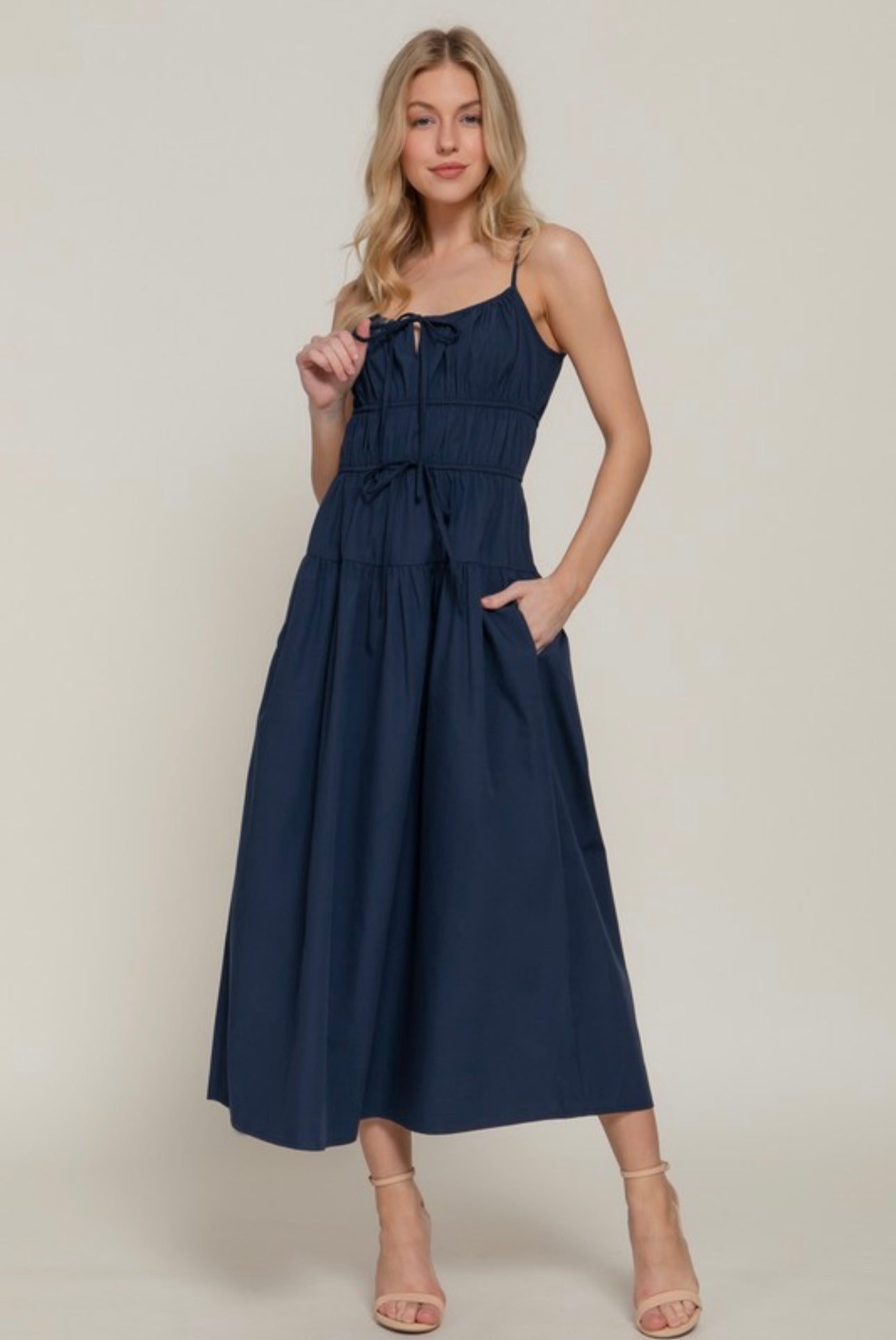 Peasant Bodice Sleeveless Maxi Dress