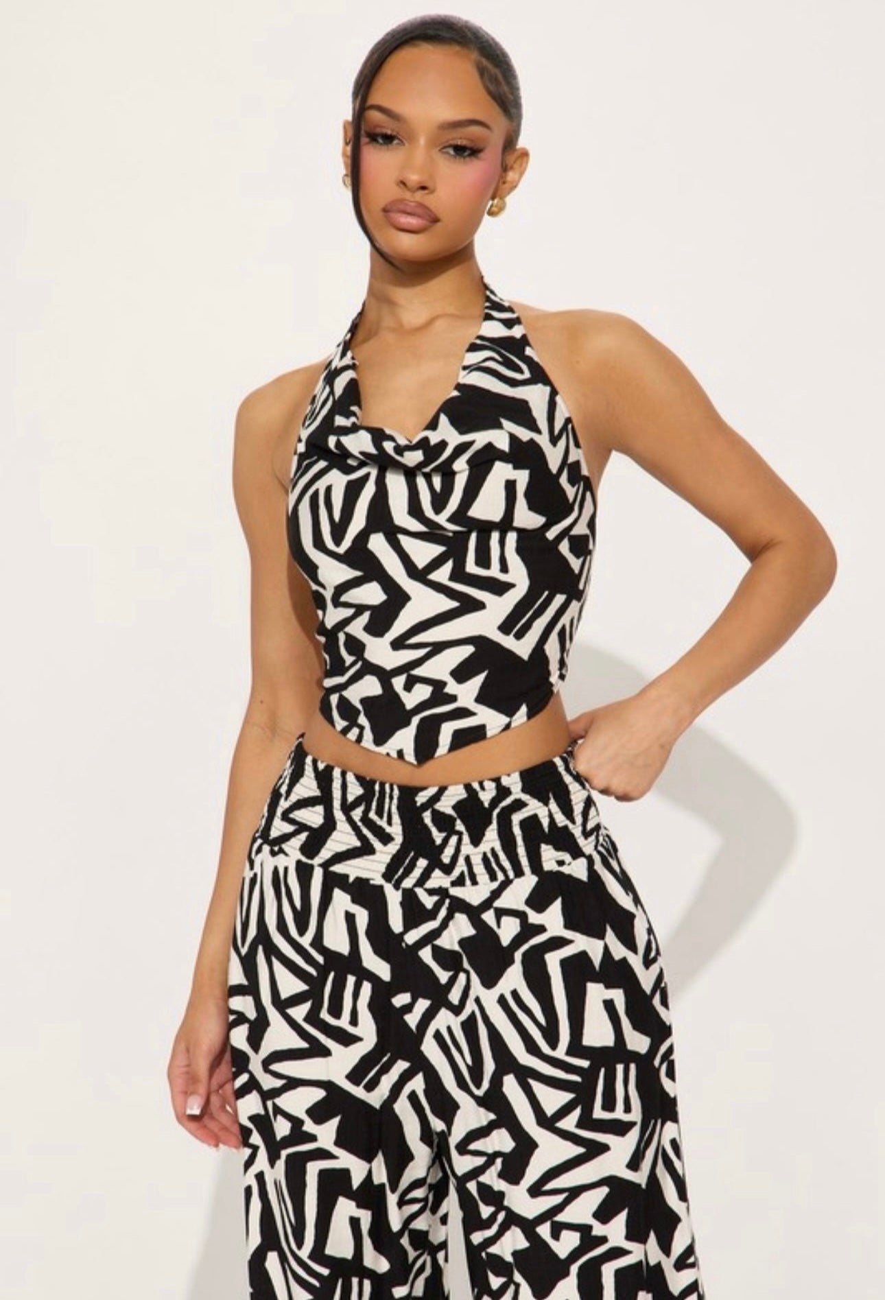 Abstract Print Pants Set