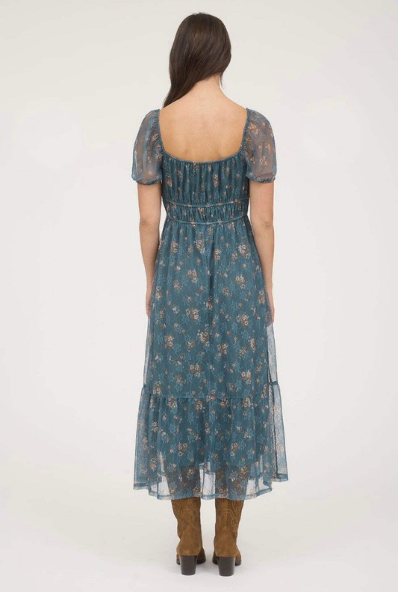 Garden Floral Peasant Tulle Dress