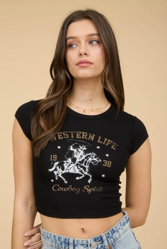 Western life Cap Sleeve Crop