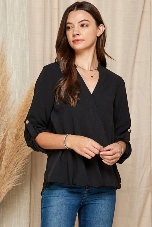 3/4 Sleeve Crossbody Blouse