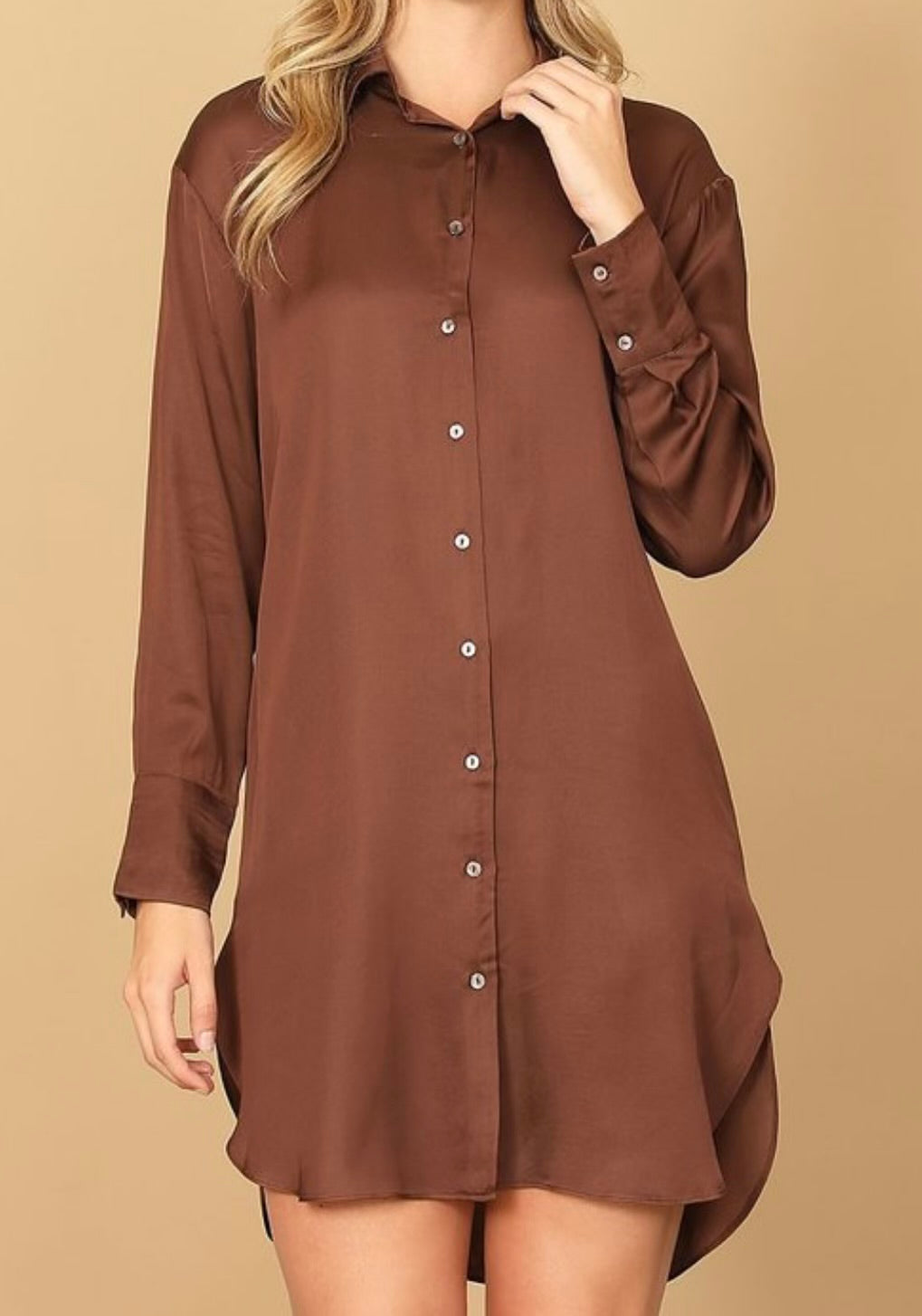 Silk Button Down Tunic Dress