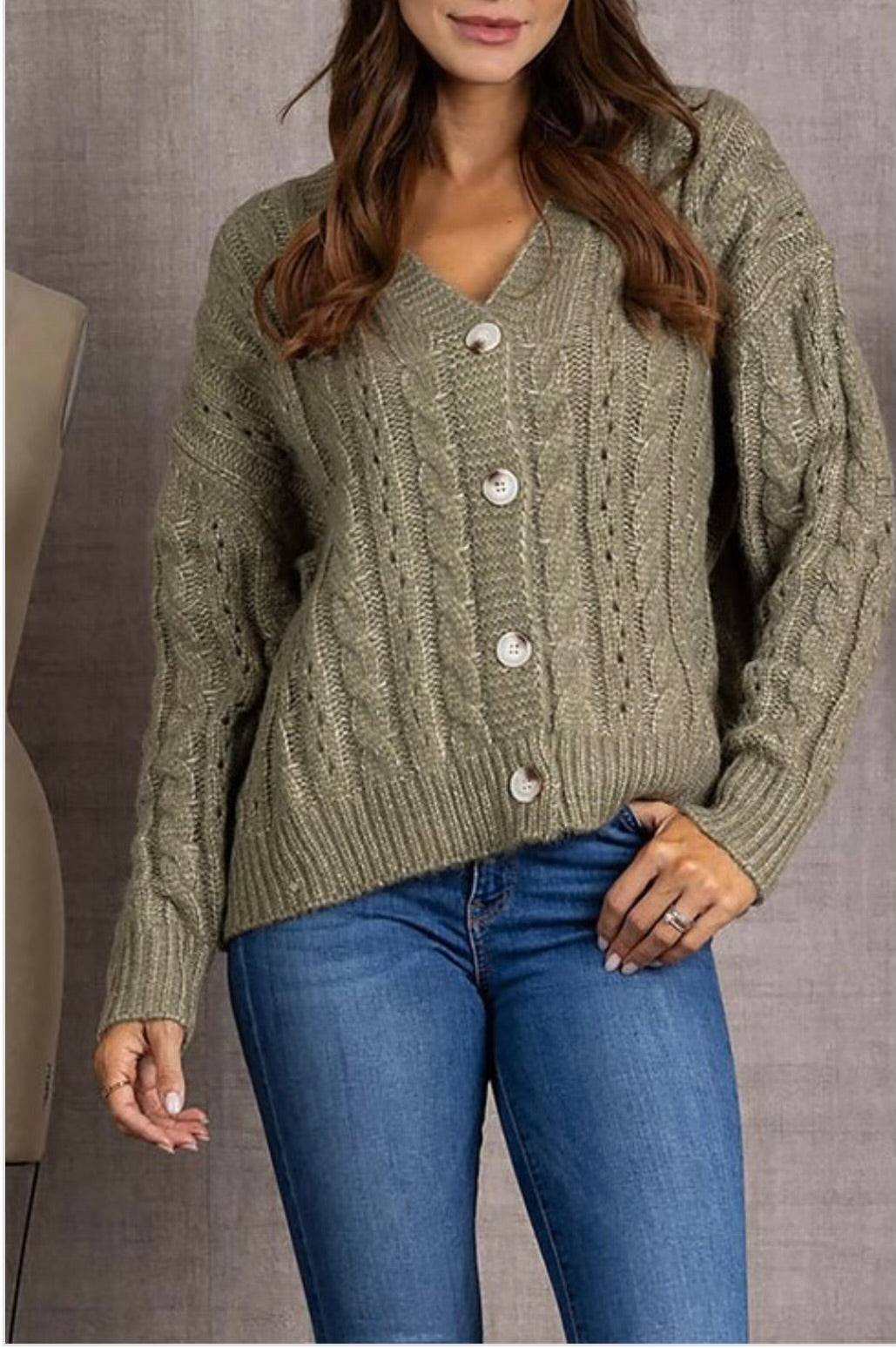 Olive Button Sweater